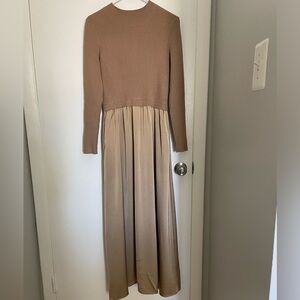 Sweater dress with silky skirt